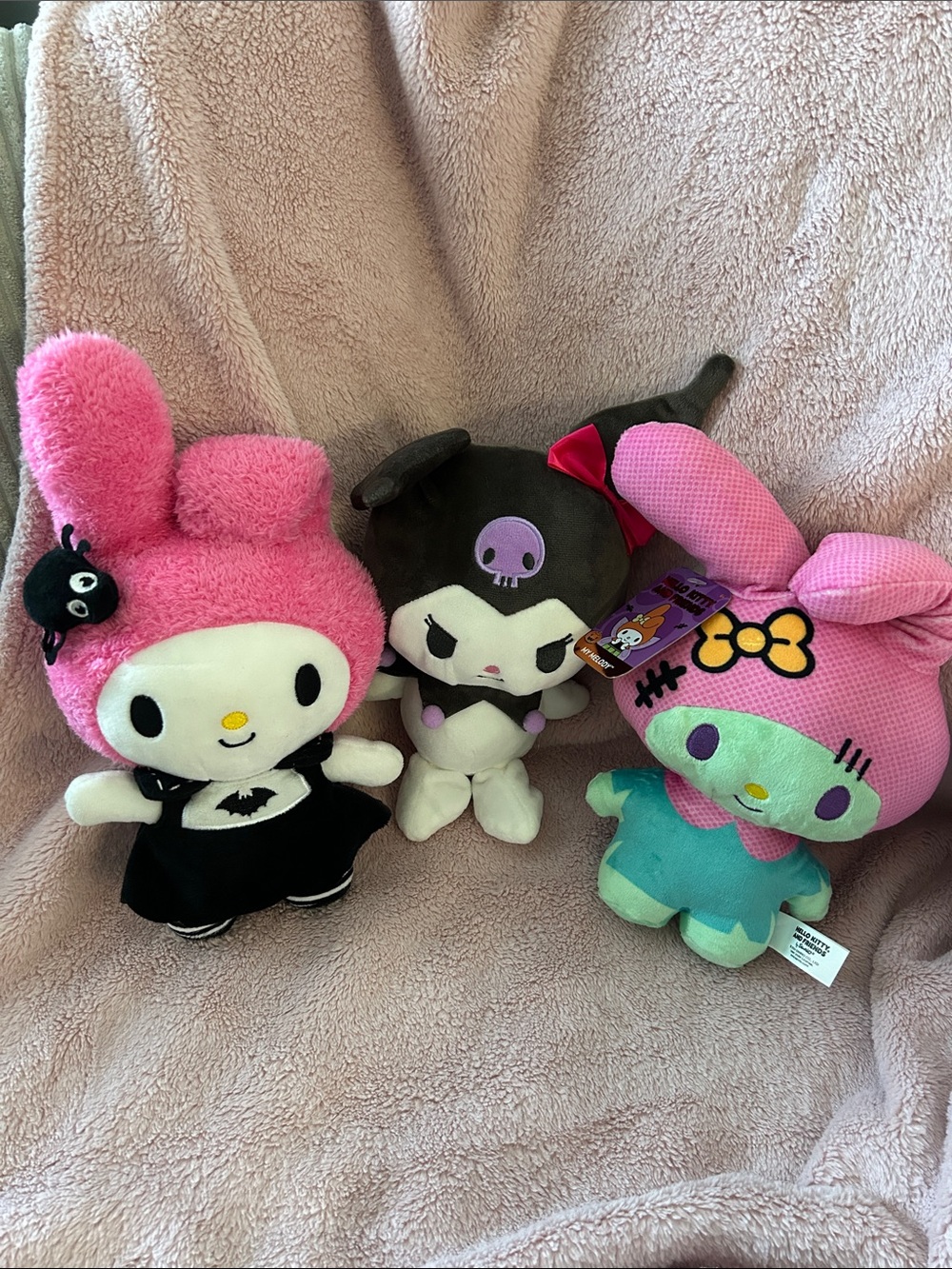 Sanrio Plush Trio - Pink, Black & Teal Character Stuffed Animals